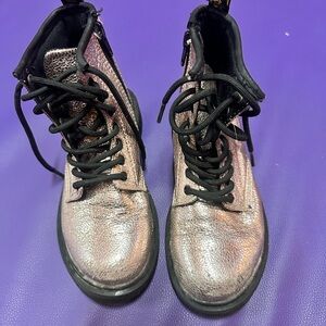Dr. Martens Pink crinkle metallic Leather Boots